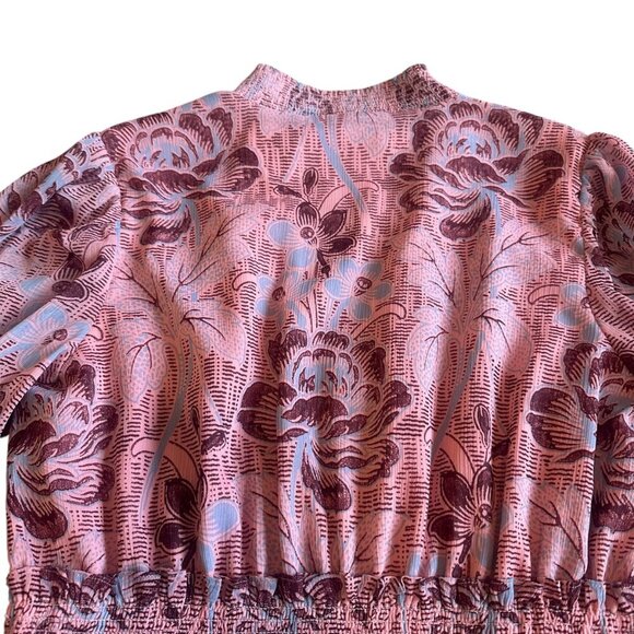 Likely Rowe Floral Rose Print Ruffle Mini Dress Smocked Waist Size 8 Women's - Picture 9 of 14